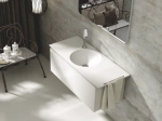 Plan vasque lavabo circulaire ⦰ 30 cm sur mesure Largeur 50 à 201 x P 40 à 51 cm Finition lisse 10 couleurs au choix, Anti bactérien Résine Akrytan® dans la masse Livraison Offerte.